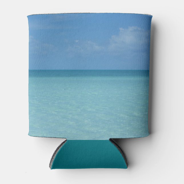 Caribbean Horizon Tropical Turquoise Blue Can Cooler (Front)