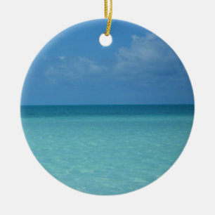 Caribbean Horizon Tropical Turquoise Blue Ceramic Ornament