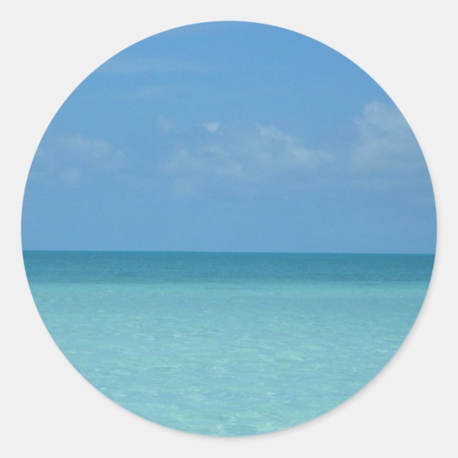 Caribbean Horizon Tropical Turquoise Blue Classic Round Sticker (Front)