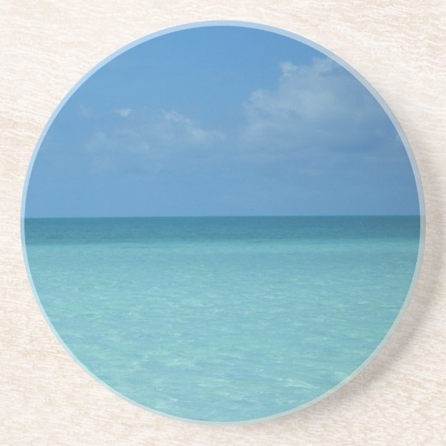 Caribbean Horizon Tropical Turquoise Blue Coaster (Front)