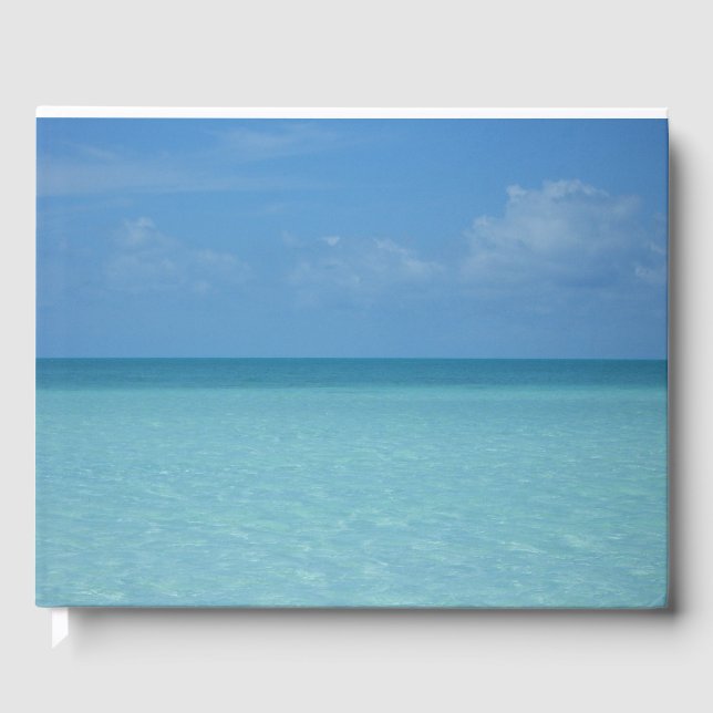Caribbean Horizon Tropical Turquoise Blue Guest Book (Front)