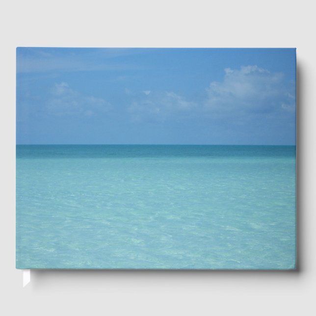 Caribbean Horizon Tropical Turquoise Blue Guest Book (Front)