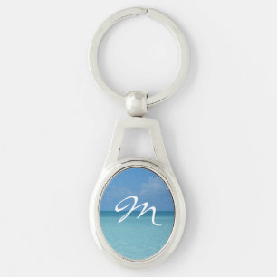 Caribbean Horizon Tropical Turquoise Blue Keychain