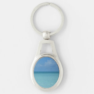 Caribbean Horizon Tropical Turquoise Blue Keychain