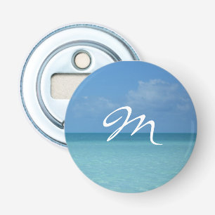 Caribbean Horizon Tropical Turquoise Blue Monogram Bottle Opener