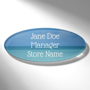 Caribbean Horizon Tropical Turquoise Blue Name Tag