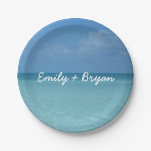 Caribbean Horizon Tropical Turquoise Blue Paper Plate