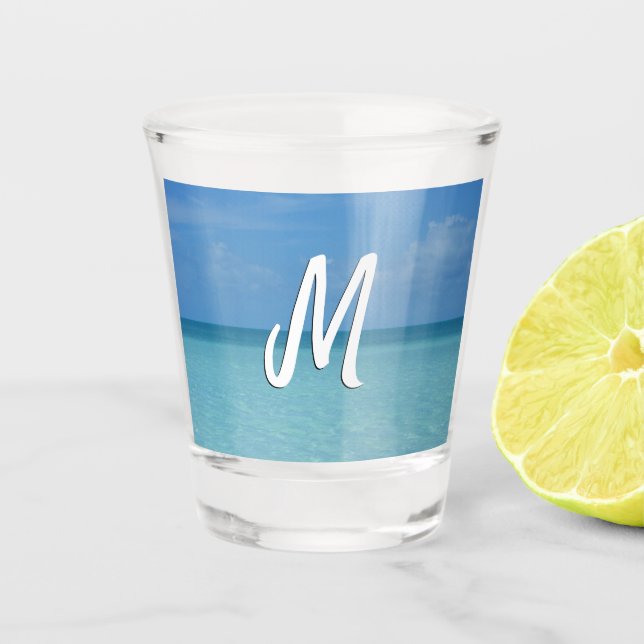 Caribbean Horizon Tropical Turquoise Blue Shot Glass (Front)