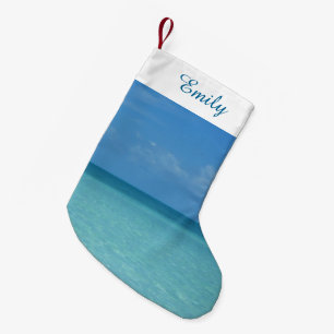 Caribbean Horizon Tropical Turquoise Blue Small Christmas Stocking
