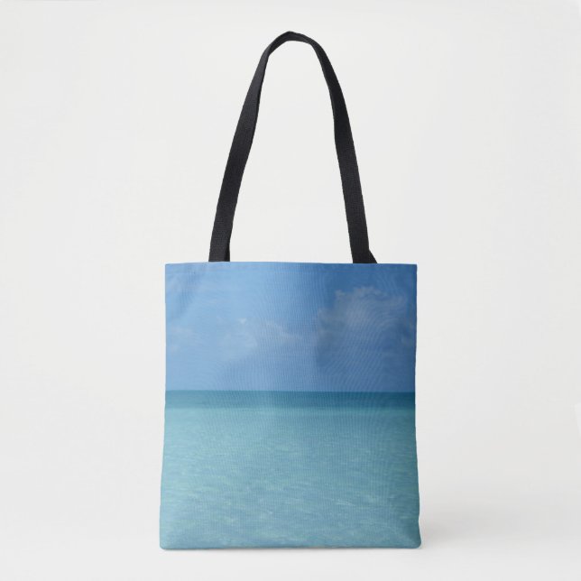 Caribbean Horizon Tropical Turquoise Blue Tote Bag (Front)