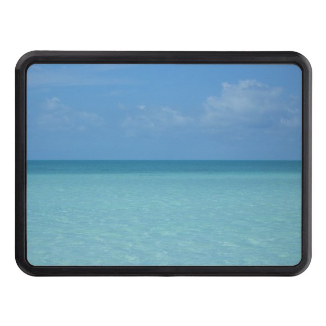 Caribbean Horizon Tropical Turquoise Blue Trailer Hitch Cover (Front)