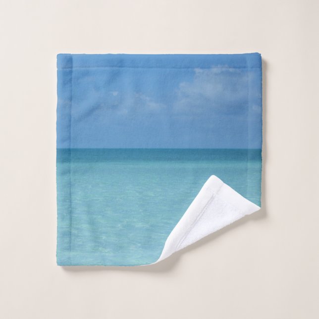 Caribbean Horizon Tropical Turquoise Blue Wash Cloth (Wash Cloth)
