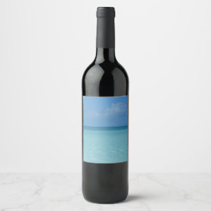 Caribbean Horizon Tropical Turquoise Blue Wine Label