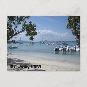 Caribbean Island Harbour with Beach Postcard