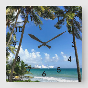 Caribbean Island, Martinique (labelled) Square Wall Clock