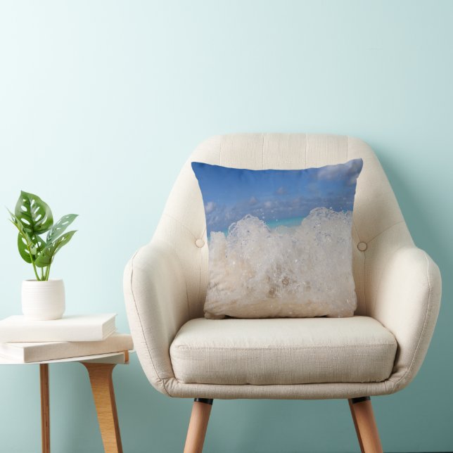 Caribbean Island Wave Love 2 Throw Pillow (Chair)