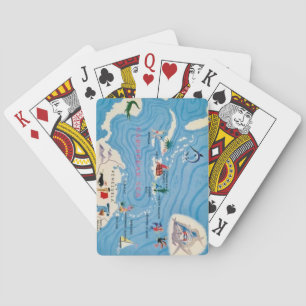 Caribbean Islands Illustrated Map Playing Cards