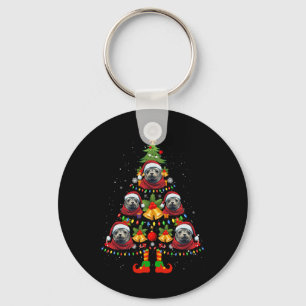Caribbean Monk Seal Dog Santa Hat Christmas Tree X Keychain