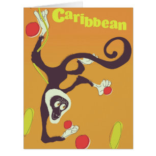 Caribbean Monkey Vintage style travel poster