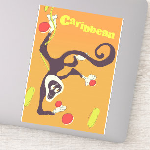 Caribbean Monkey Vintage style travel poster