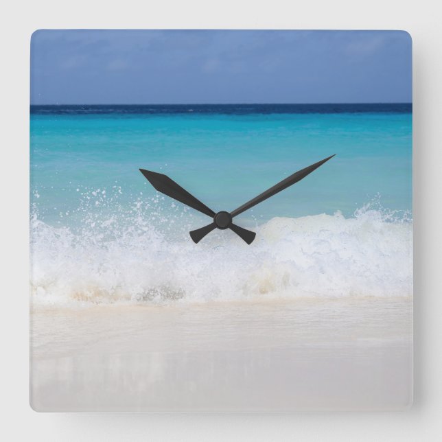 Caribbean Ocean Beach Dream 6 Square Wall Clock (Front)