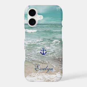 Caribbean Ocean Beach View Anchor Monogram