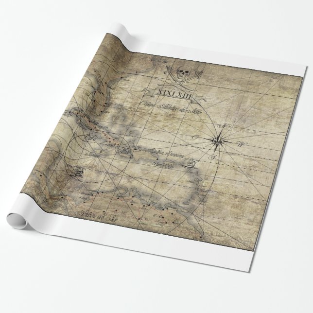 Caribbean - old card wrapping paper (Unrolled)