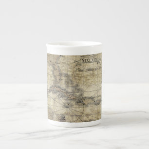 Caribbean - old map bone china mug