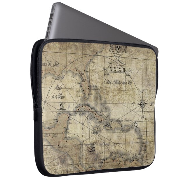 Caribbean - old map laptop sleeve (Front Right)
