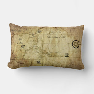 Caribbean - old map lumbar pillow