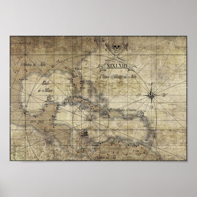 Caribbean - old map poster (Front)