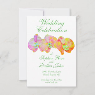 Caribbean orchids, tropical watercolor flowers invitation
