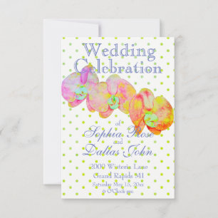 Caribbean orchids, tropical watercolor flowers invitation