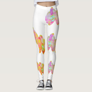 Caribbean orchids, tropical watercolor flowers leggings