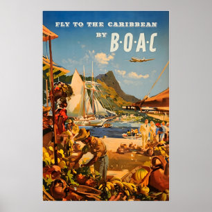 Caribbean Painting BOAC Travel Poster Art Print