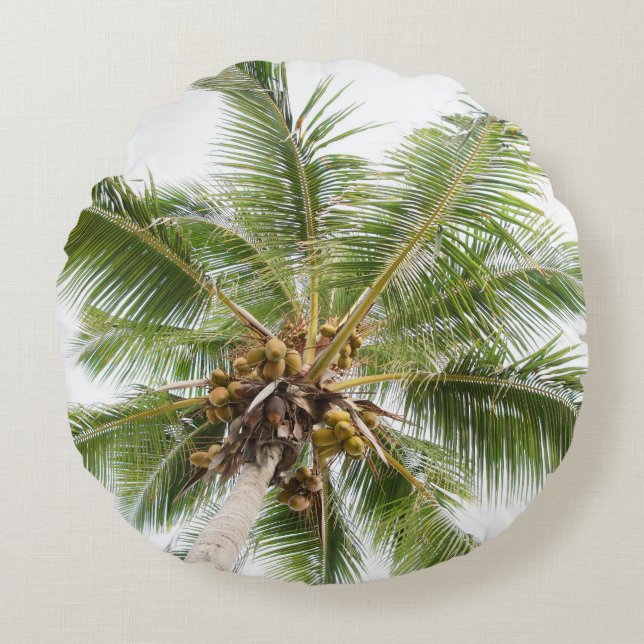Caribbean Paradise Palms 4 Round Pillow (Front)