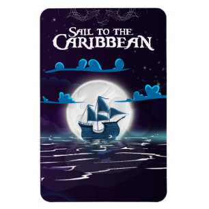 Caribbean Pirate Cartoon Travel print. Magnet