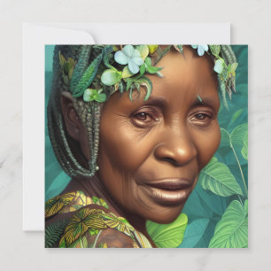 Caribbean Queen Black Woman Portrait Flat Greeting