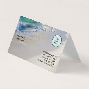 Caribbean Sea Beach Scene Folded Business Card