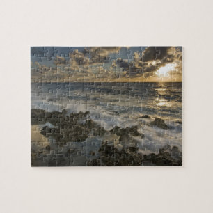 Caribbean Sea, Cayman Islands. Crashing waves 2 Jigsaw Puzzle