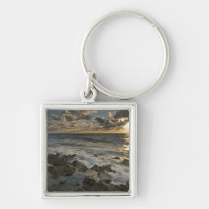 Caribbean Sea, Cayman Islands.  Crashing waves 2 Keychain
