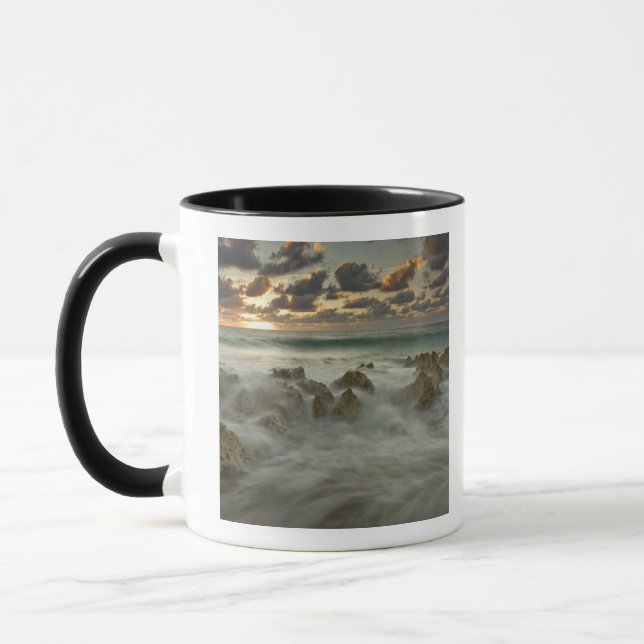Caribbean Sea, Cayman Islands.  Crashing waves 3 Mug (Left)