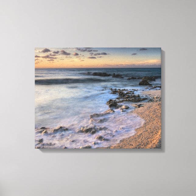 Caribbean Sea, Cayman Islands. Crashing waves Canvas Print (Front)