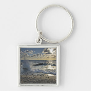 Caribbean Sea, Cayman Islands. Crashing waves Keychain