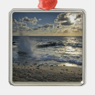 Caribbean Sea, Cayman Islands.  Crashing waves Metal Ornament