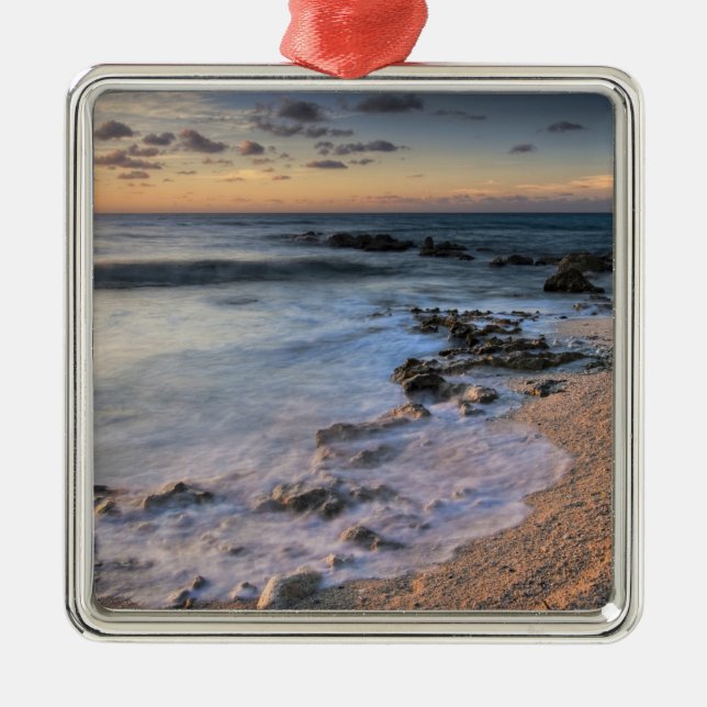 Caribbean Sea, Cayman Islands. Crashing waves Metal Ornament (Front)