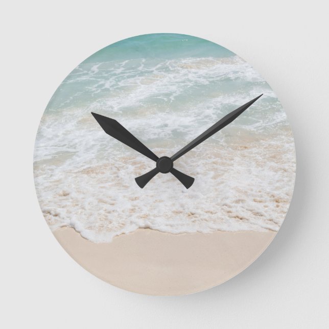 Caribbean Sea Foam Dream #3 #ocean #wall #decor  Round Clock (Front)