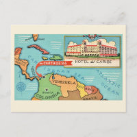 Caribbean Sea Map Postcard