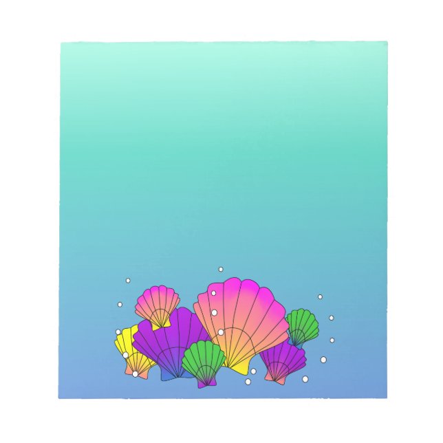 Caribbean Sea Shells with Bubbles Notepad (Front)