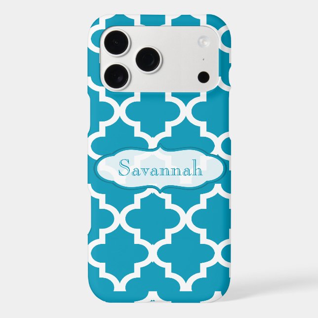 Caribbean Sky Blue Moroccan Personalized iPhone (Back)